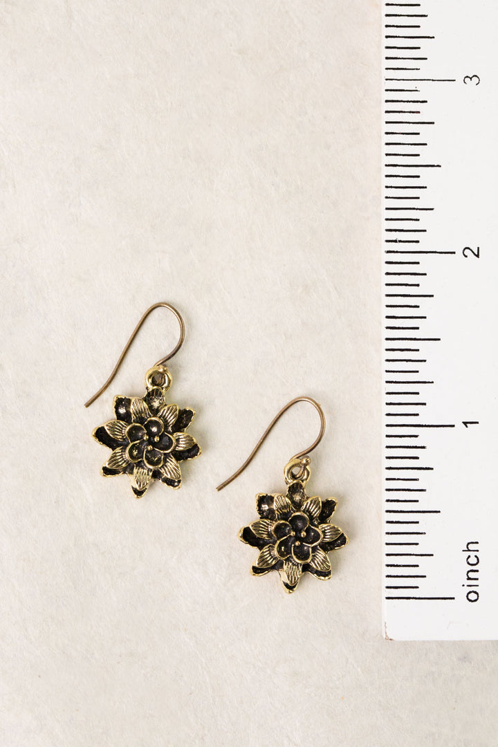 Enlighten Brass Flower Simple Earrings