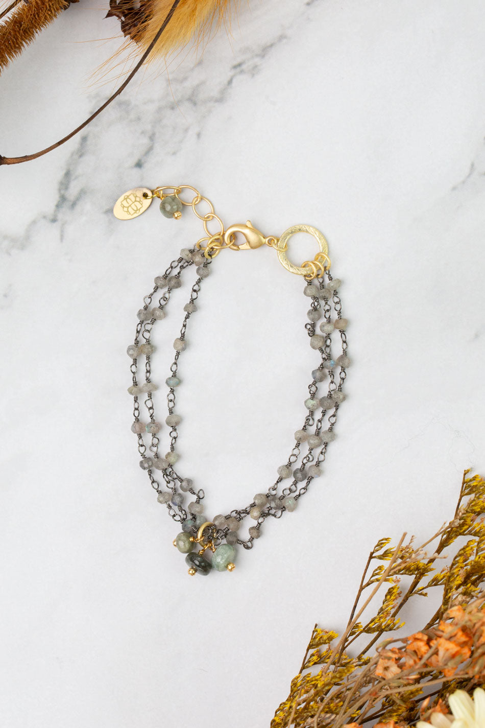 Equinox 7.5-8.5" Labradorite & Aquamarine Multistrand Bracelet