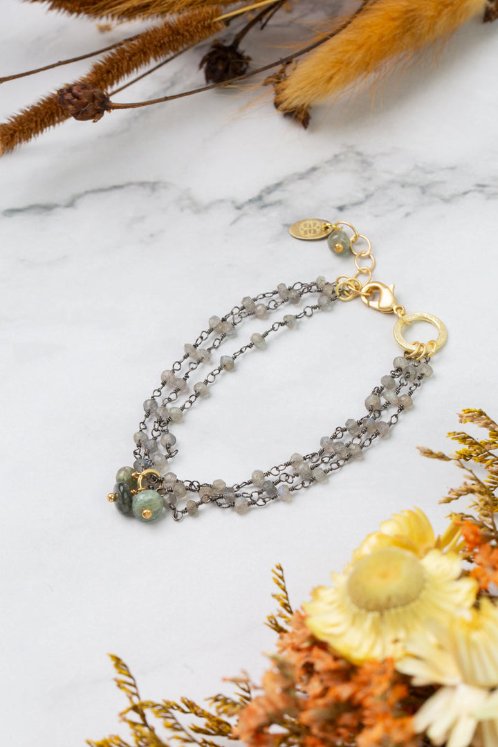 Equinox 7.5-8.5" Labradorite & Aquamarine Multistrand Bracelet