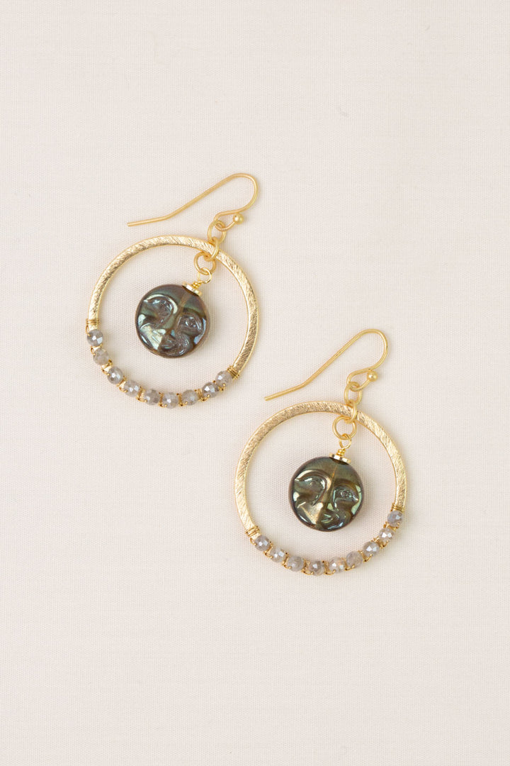 Equinox Czech Glass & Moonstone Moon Face Statement Earrings