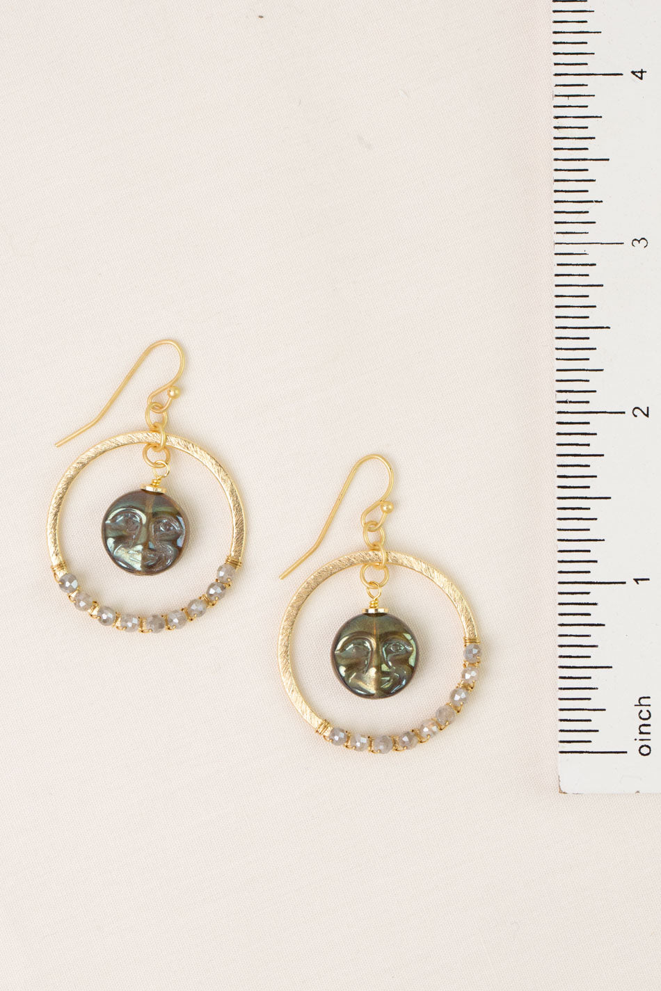 Equinox Czech Glass & Moonstone Moon Face Statement Earrings