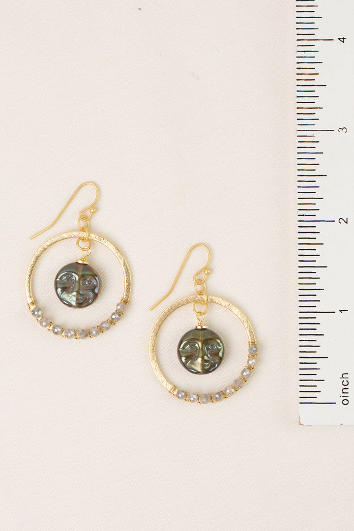 Equinox Czech Glass & Moonstone Moon Face Statement Earrings