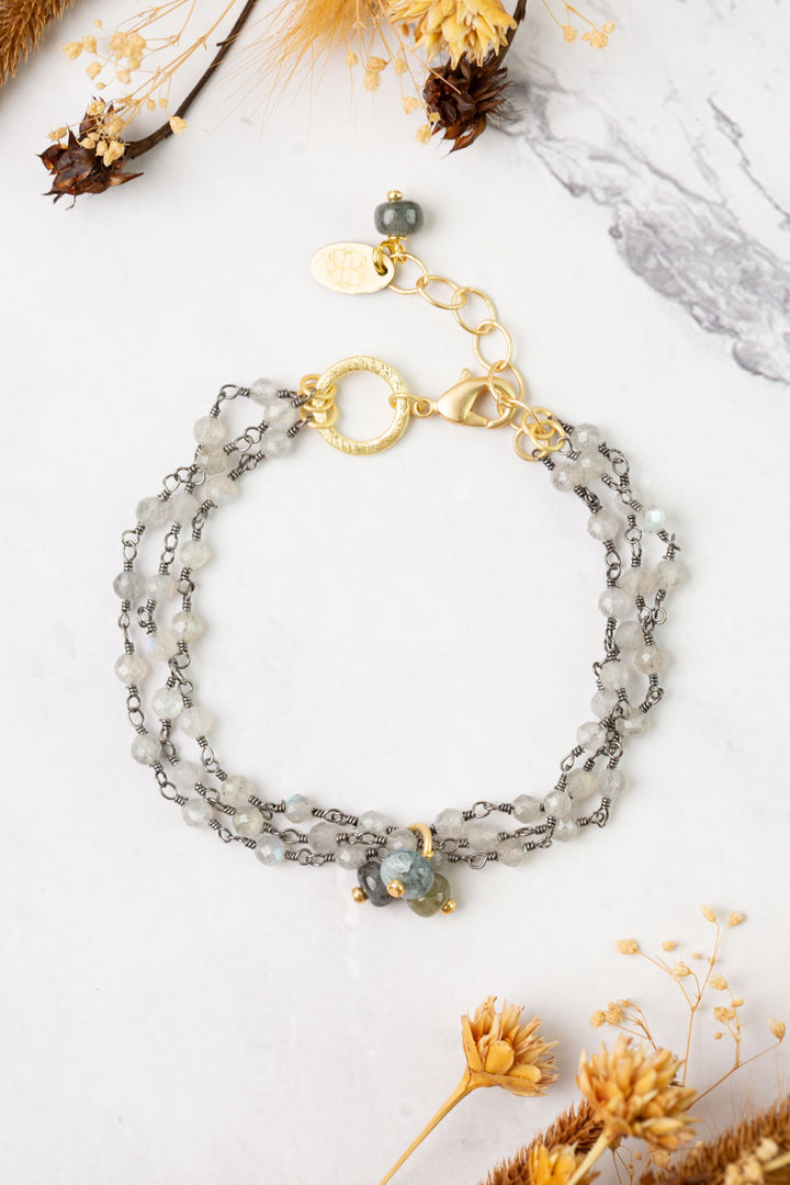 Equinox 7.5-8.5" Aquamarine, Labradorite Multistrand Bracelet