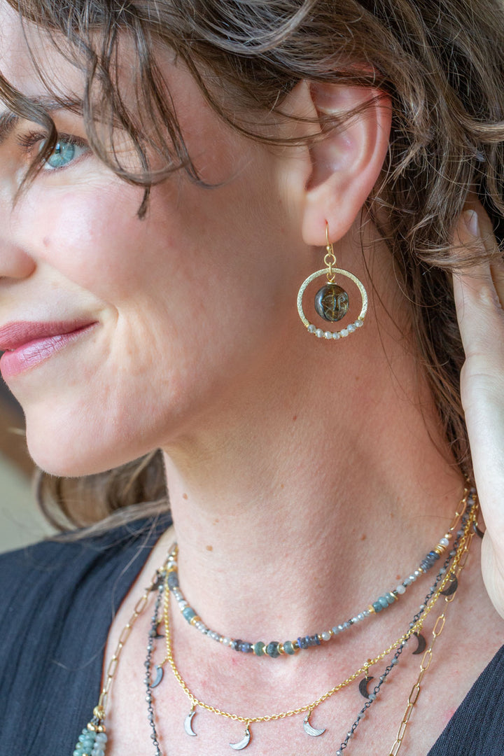 Equinox Moonstone, Czech Glass Statement Earrings