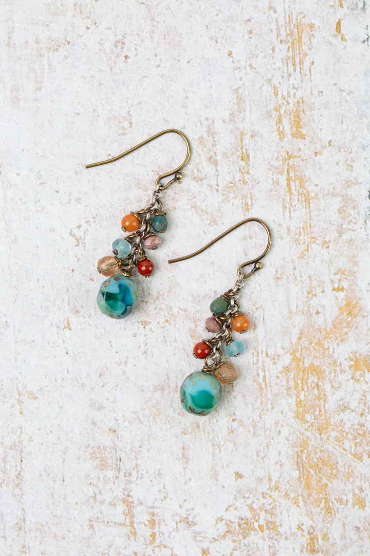 Earthen Czech Glass Cluster Earrings