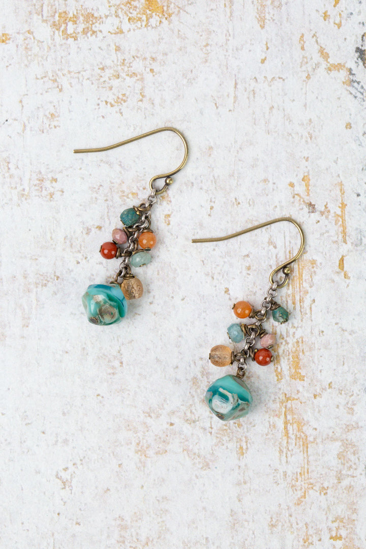 Earthen Czech Glass Cluster Earrings