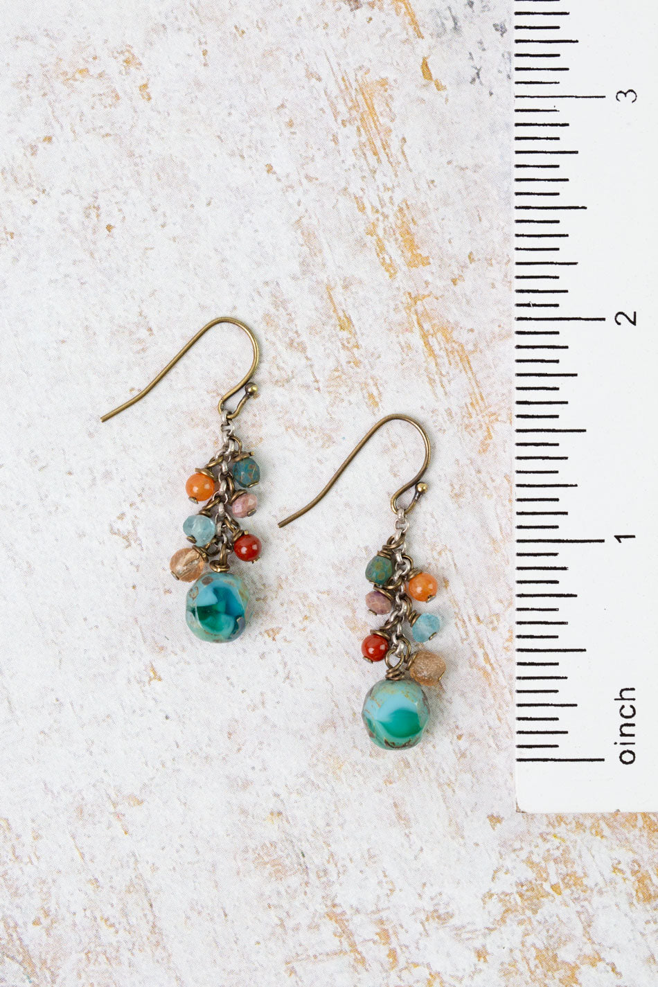 Earthen Czech Glass Cluster Earrings