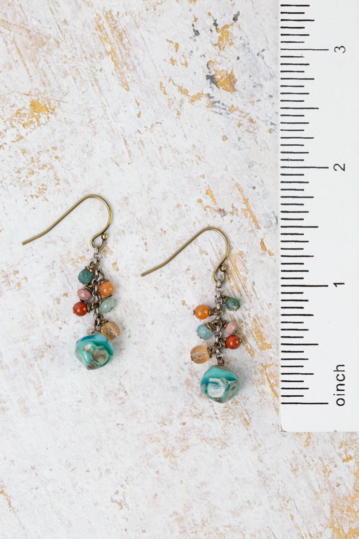 Earthen Czech Glass Cluster Earrings