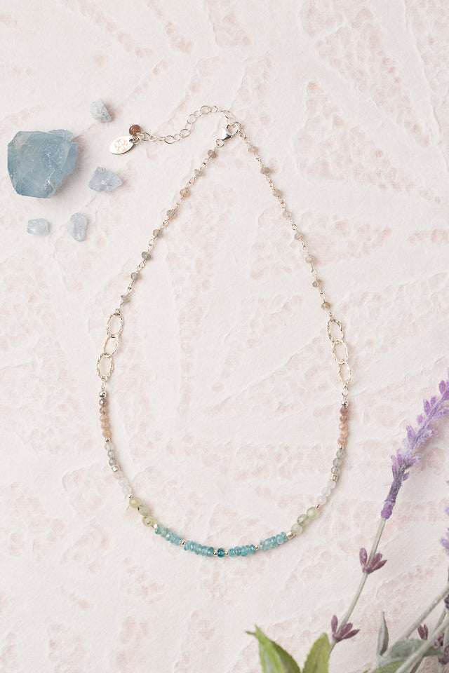 Fae 15-17" Zircon, Aquamarine, Rose Quartz Simple Necklace