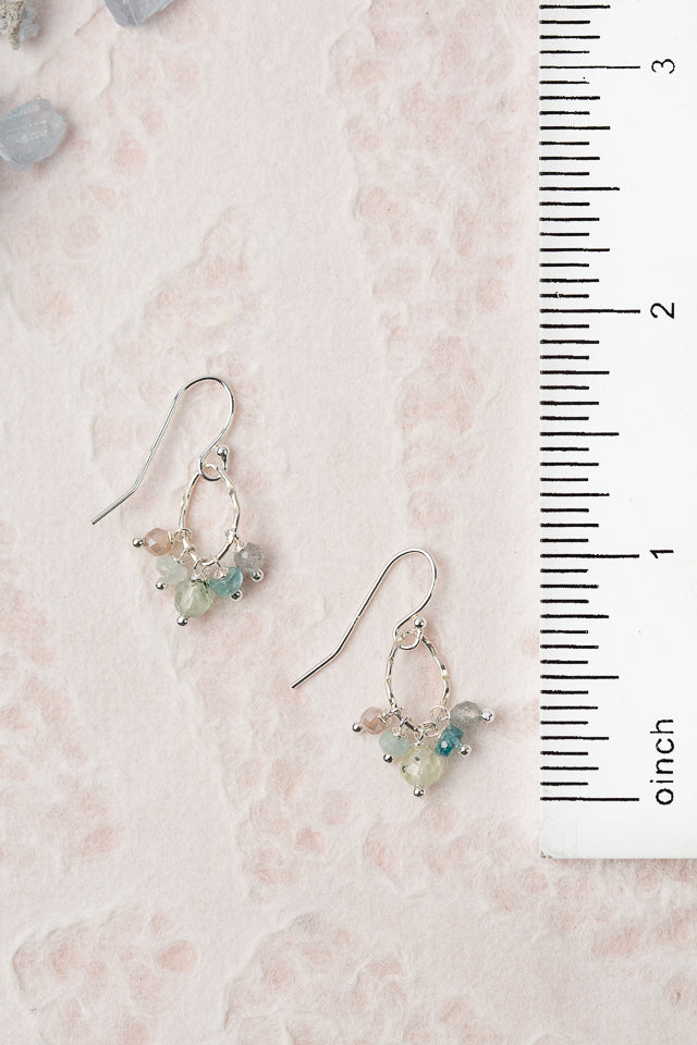 Fae Zircon, Prehnite, Labradorite Cluster Earrings