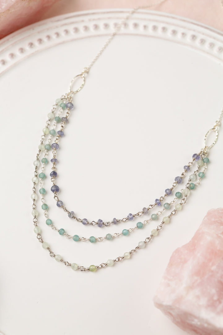 Fae 20-22" Iolite, Prehnite, Apatite Multistrand Necklace