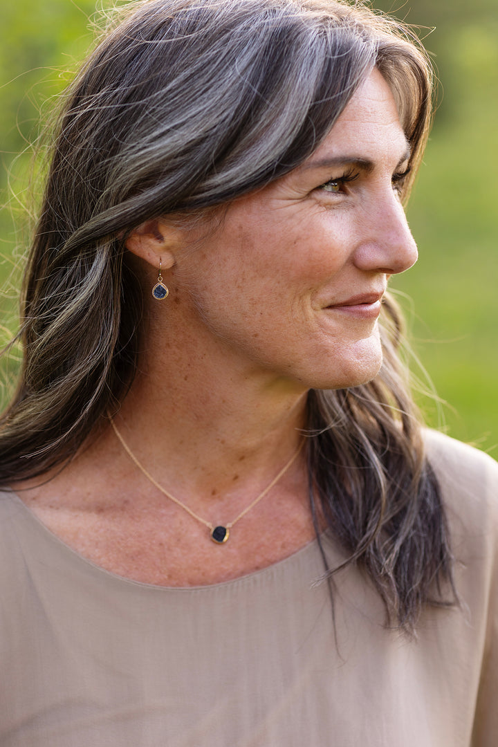Favorites Black Druzy Bezel Earrings