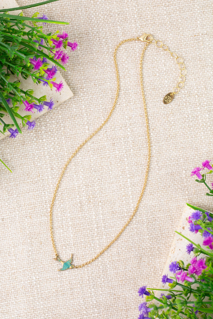 Folklore 16-18" Patina Antique Brass Sparrow Simple Necklace
