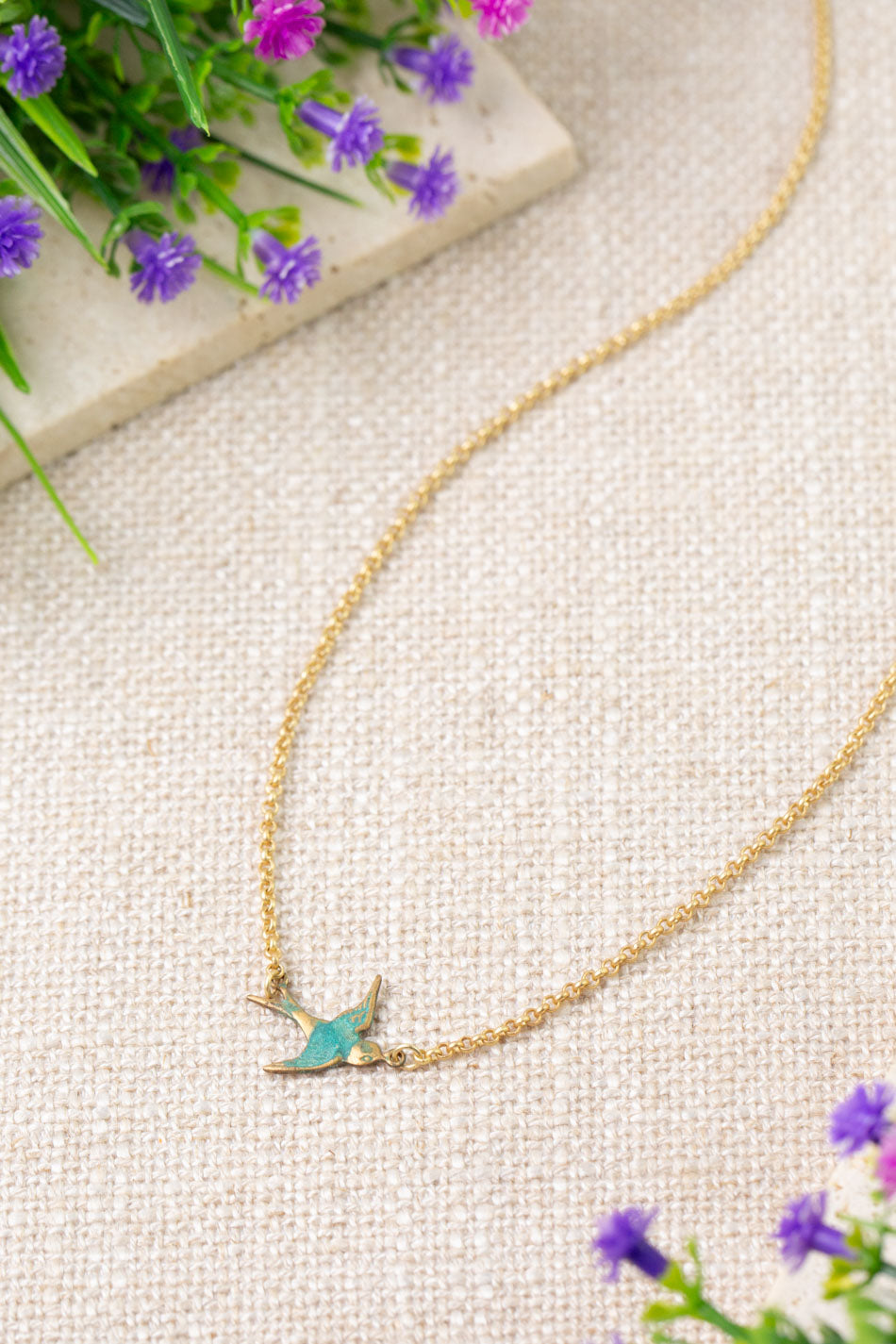 Folklore 16-18" Patina Antique Brass Sparrow Simple Necklace