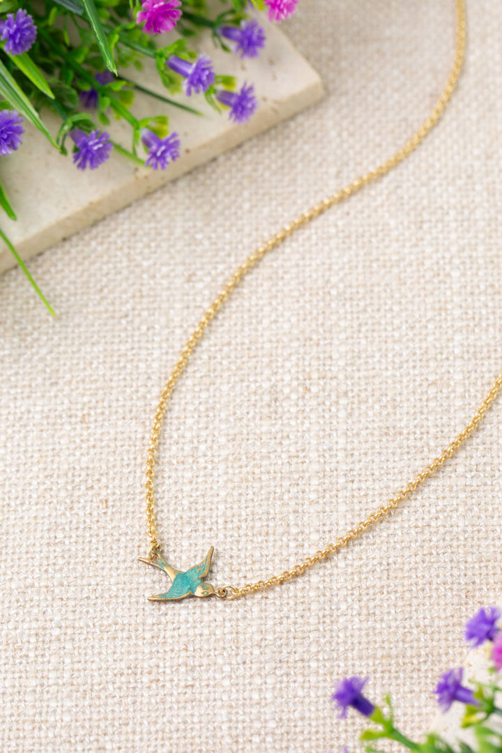 Folklore 16-18" Patina Antique Brass Sparrow Simple Necklace