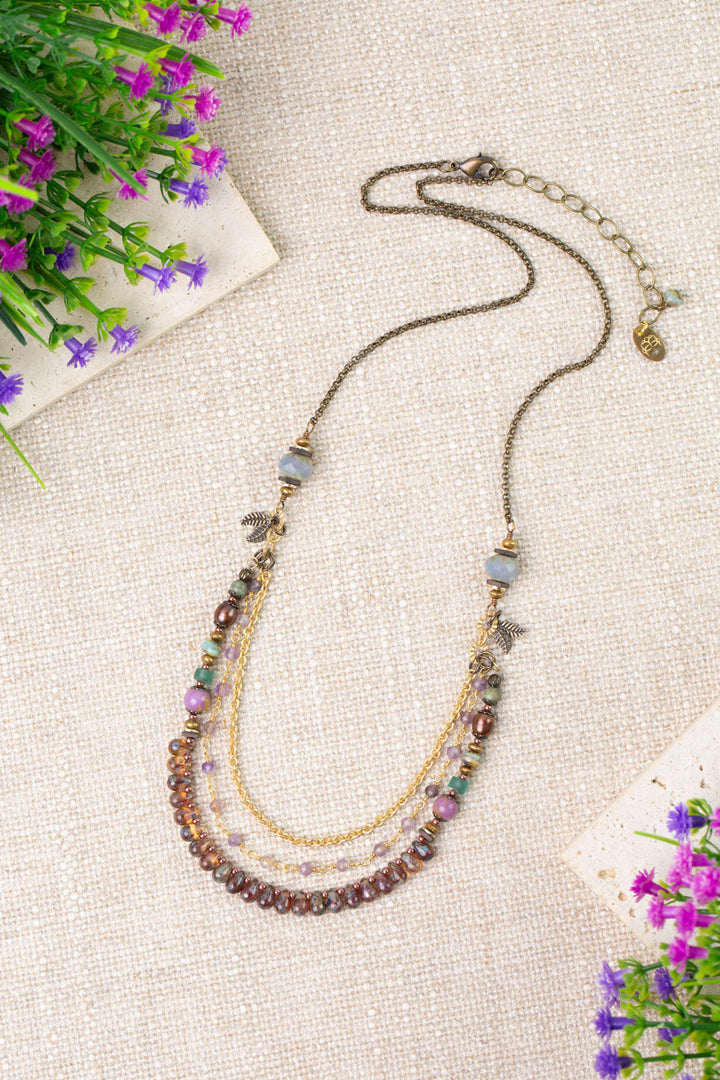 Folklore 20.5-22.5" Phosphorite, Czech Glass, Freshwater Pearl Collage Necklace