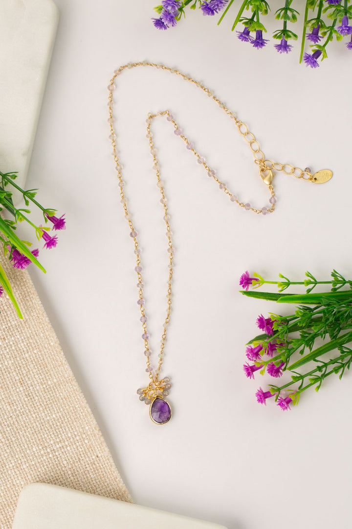 Folklore 18-20" Amethyst & Tanzanite Cluster Necklace