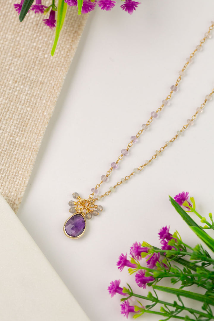 Folklore 18-20" Amethyst & Tanzanite Cluster Necklace