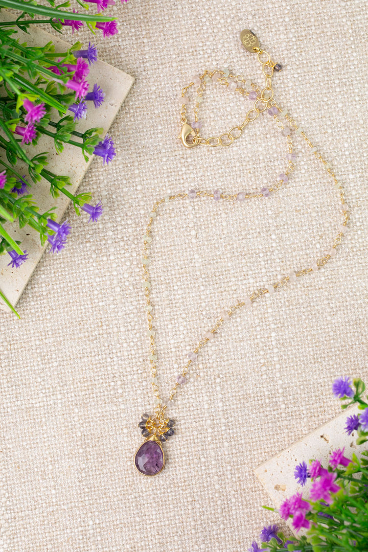 Folklore 18-20" Tanzanite with Amethyst Cluster Necklace