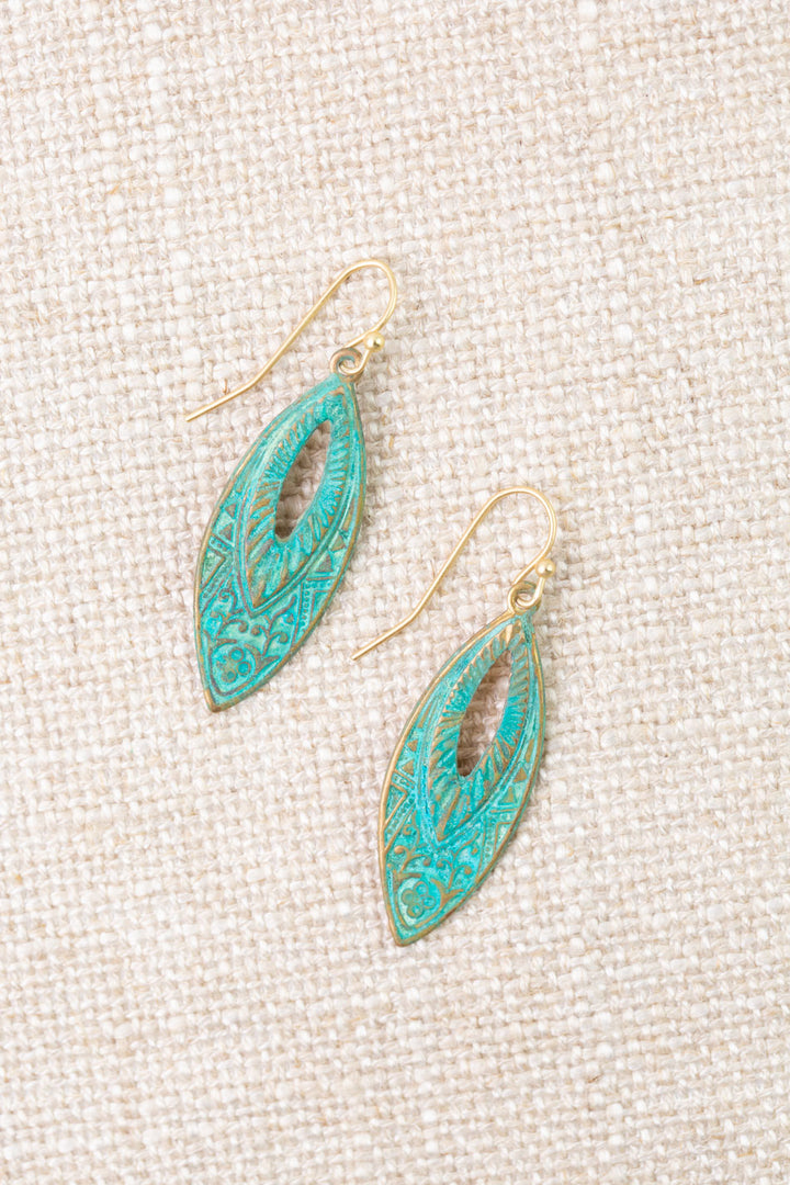 Folklore Patina Ornate Marquise Statement Earrings