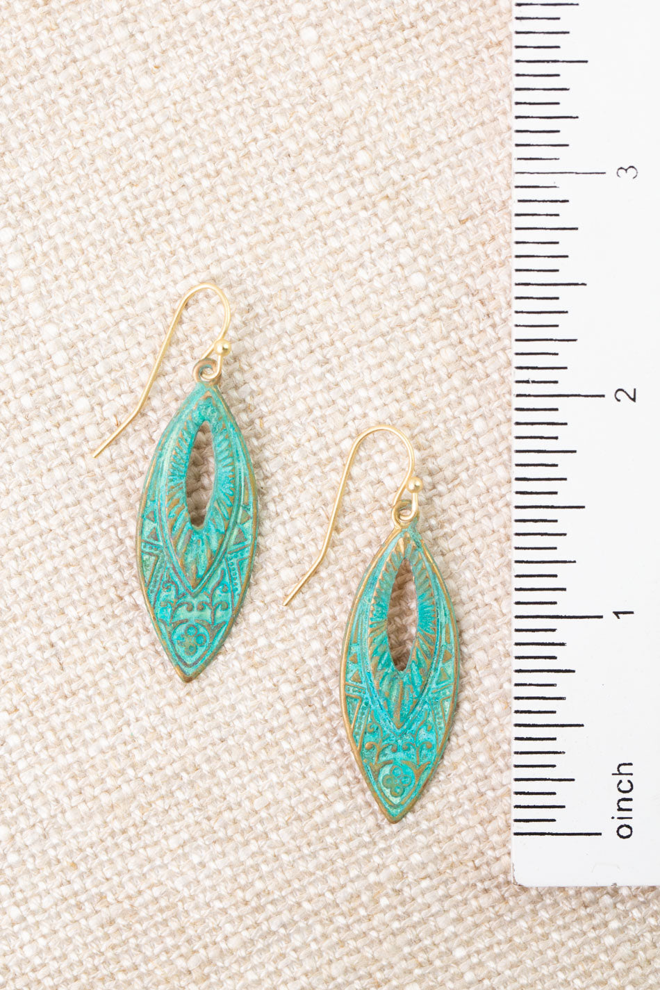 Folklore Patina Ornate Marquise Statement Earrings