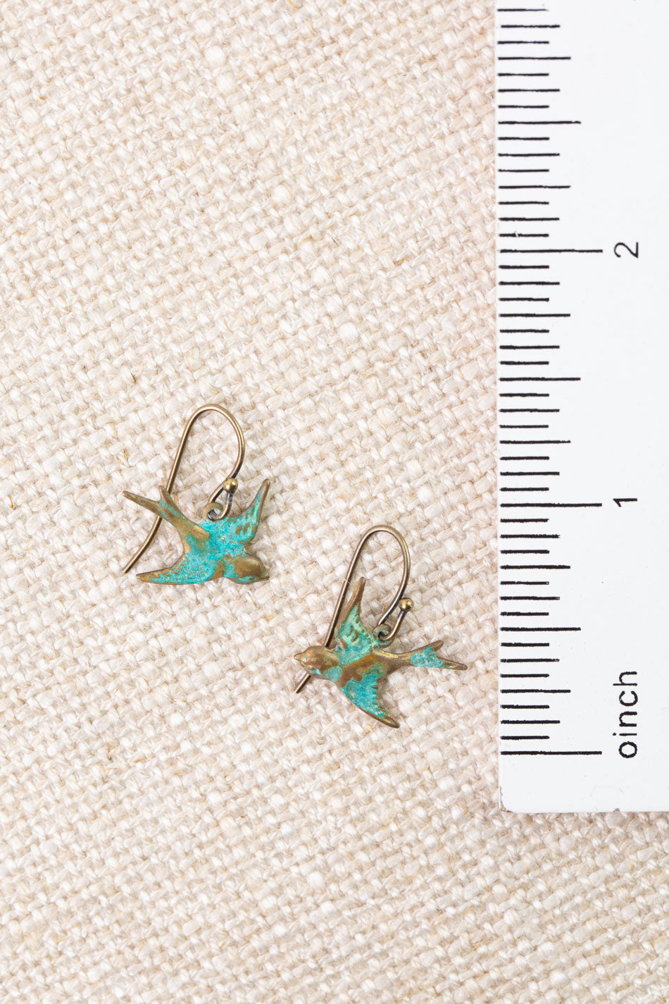 Folklore Sparrow Birds With Patina Dangle Earrings