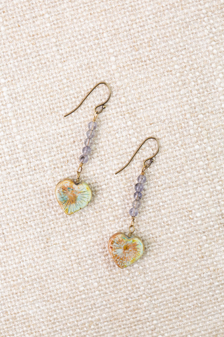 Folklore Czech Glass, Tanzanite Simple Earrings