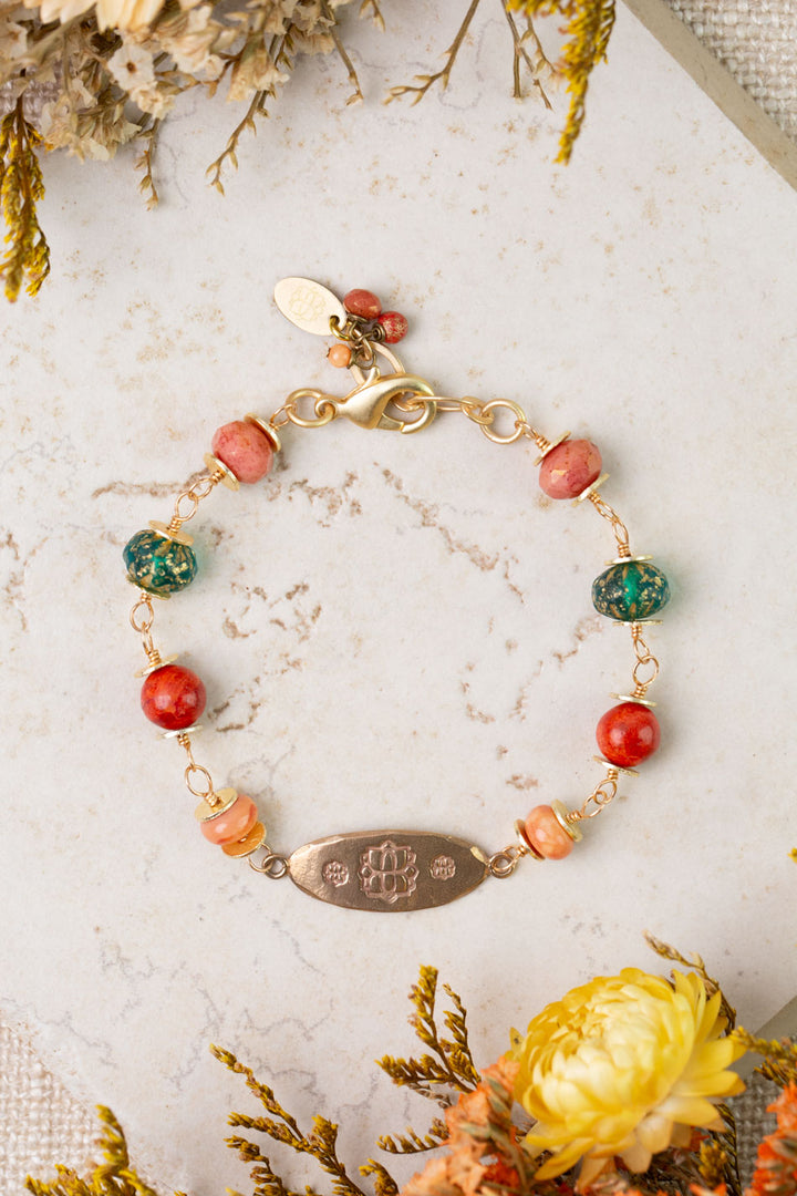 Farmers Market 7.5-8.5" Czech Glass, Coral Statement Bracelet