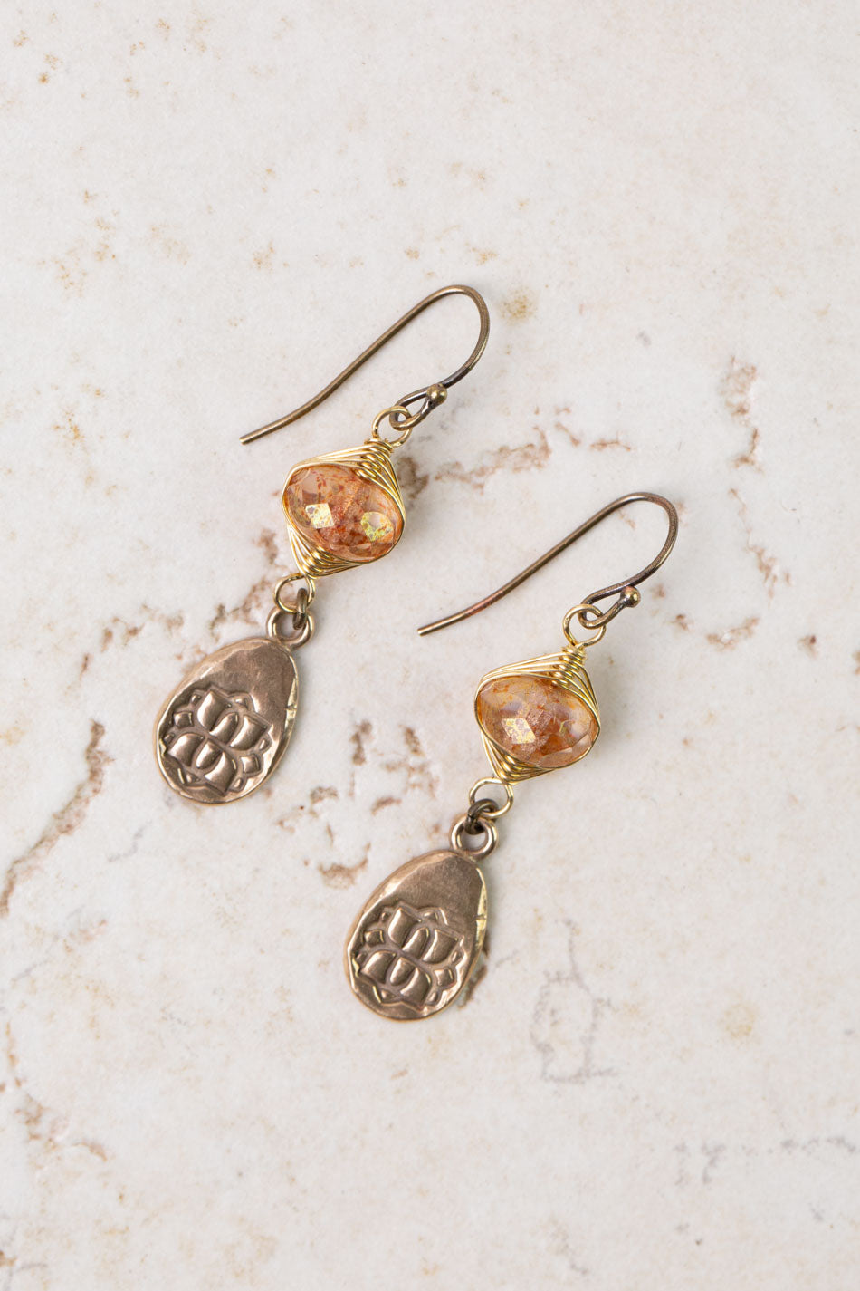 Farmers Market Czech Glass Herringbone Earrings