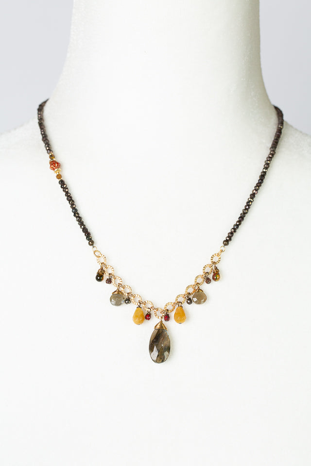 Fireside 18-20" Czech Glass With Labradorite Collage Necklace