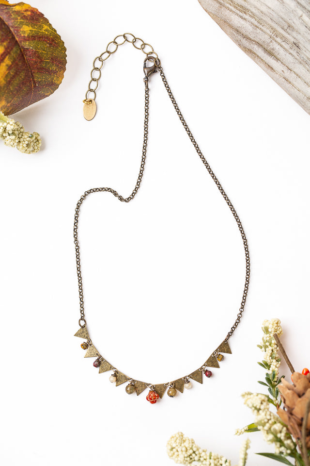 Fireside 15-17" Mother Of Pearl With Czech Glass Simple Necklace