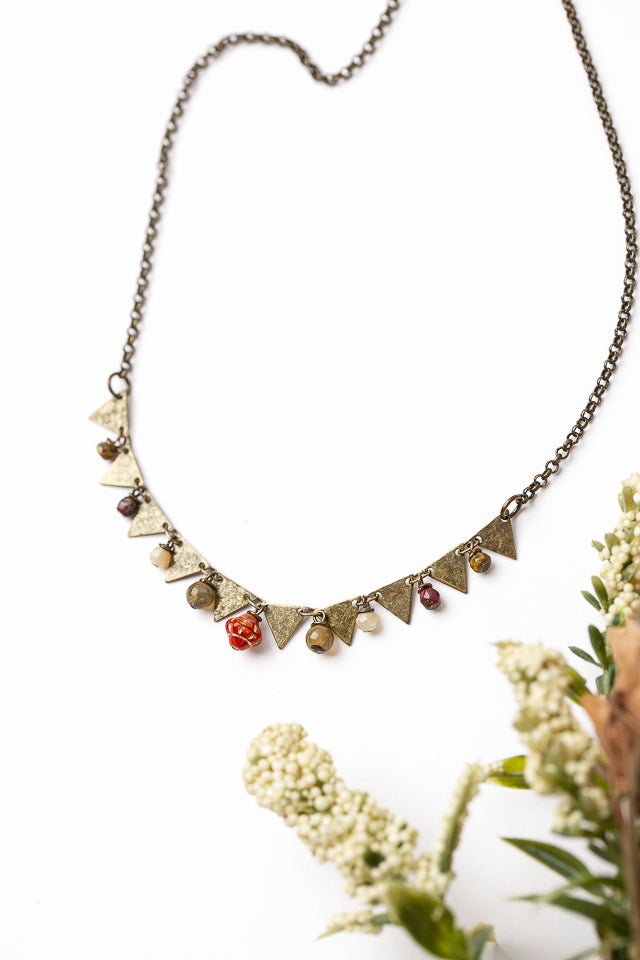 Fireside 15-17" Mother Of Pearl With Czech Glass Simple Necklace