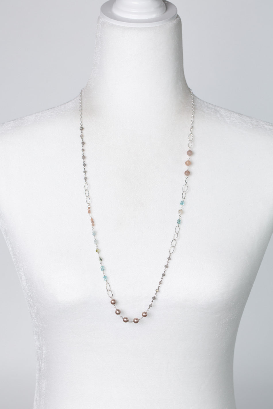 Fae 29.25-31.25" Zircon, Aquamarine, Moonstone Simple Necklace