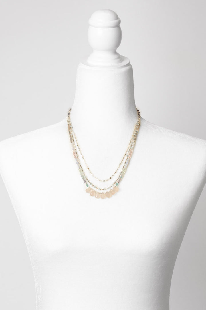 Fae 18-20" Aquamarine, Blue Apatite, Iolite With Faceted Rose Quartz Simple Necklace