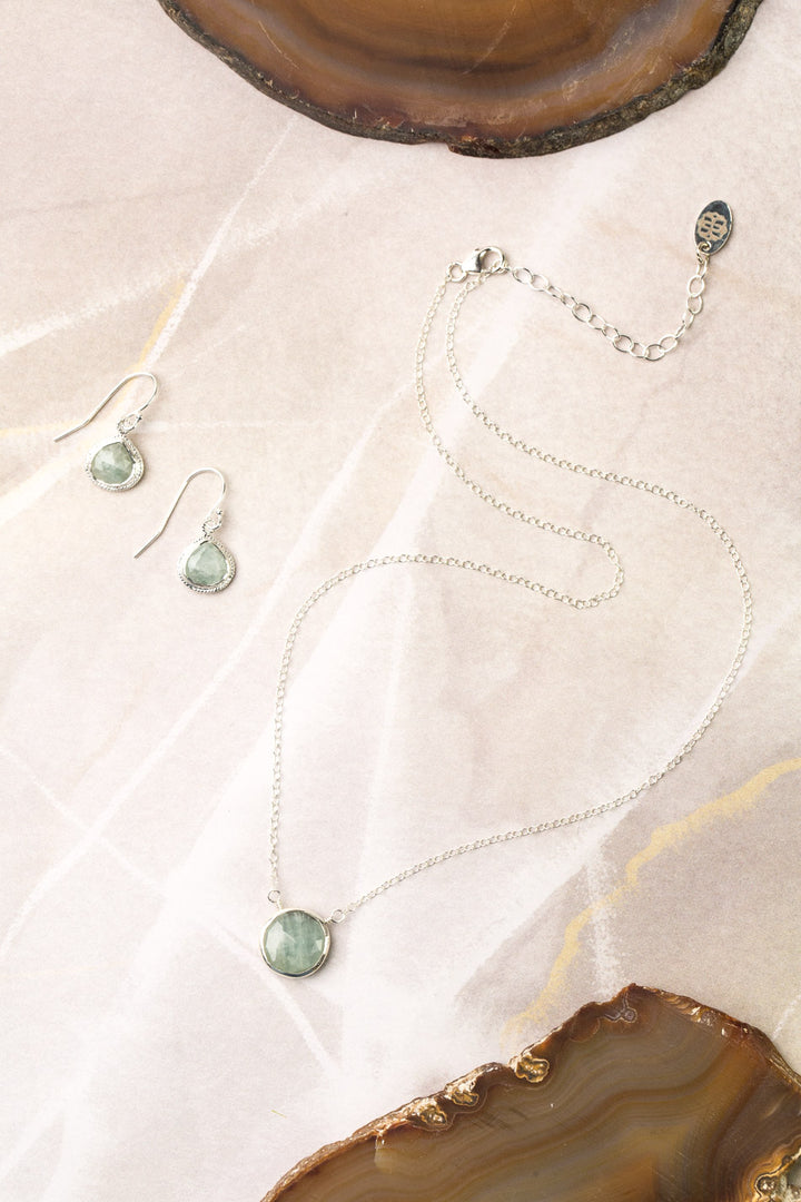 Favorites 16-18" Silver Aquamarine Simple Necklace