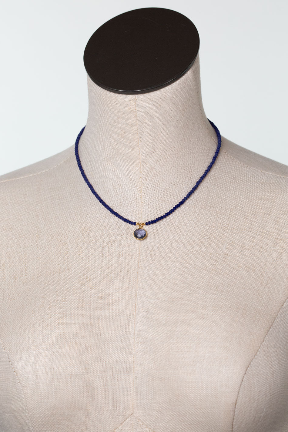Forget Me Not 15.5-17.5" Faceted Iolite Bezel With Crystal Dangles Simple Necklace