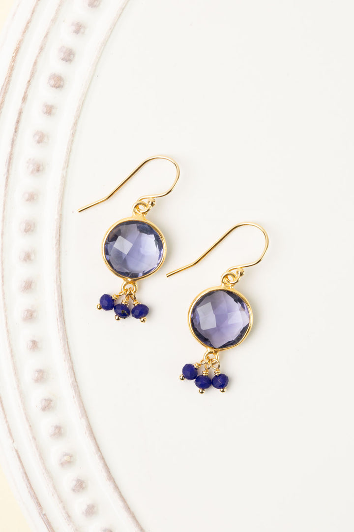 Forget Me Not Gold Plated Faceted Iolite Cluster Earrings