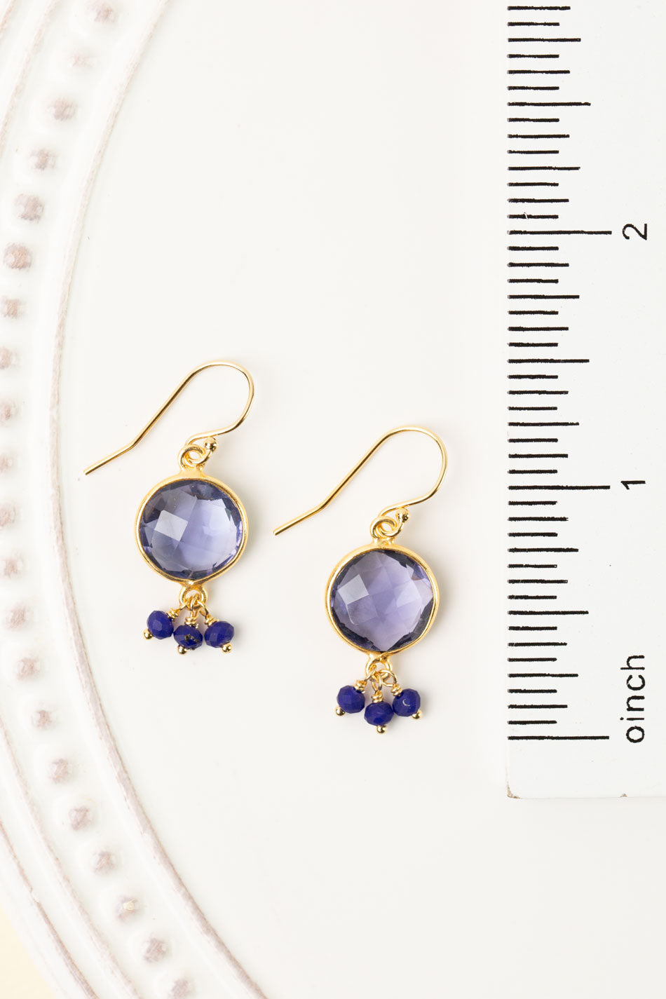 Forget Me Not Gold Plated Faceted Iolite Cluster Earrings