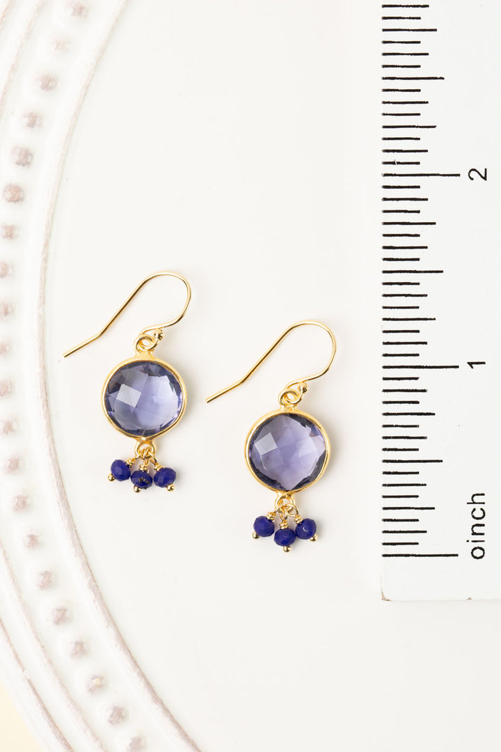 Forget Me Not Gold Plated Faceted Iolite Cluster Earrings