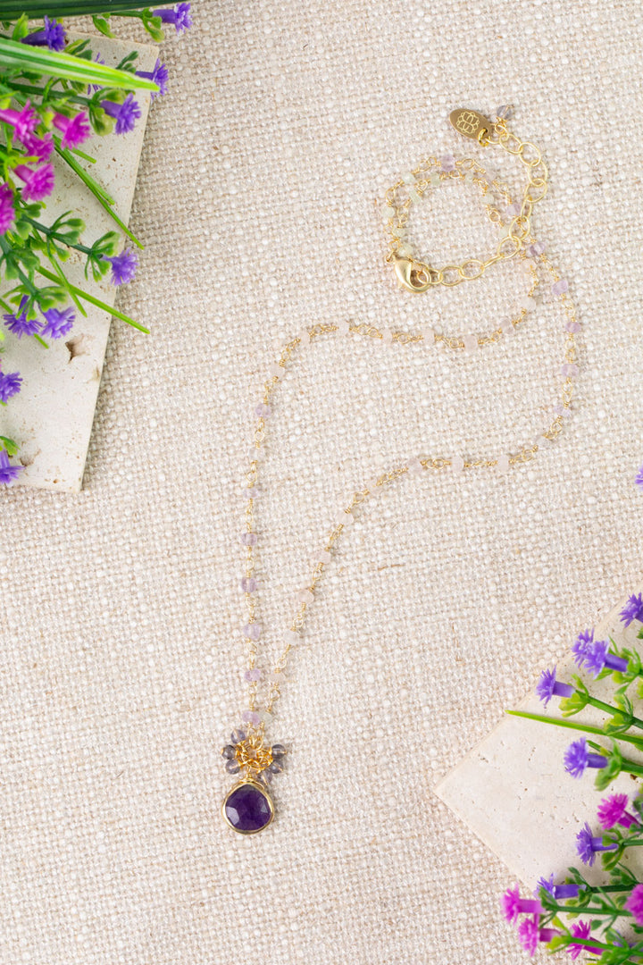 Folklore 18-20" Tanzanite with Amethyst Cluster Necklace