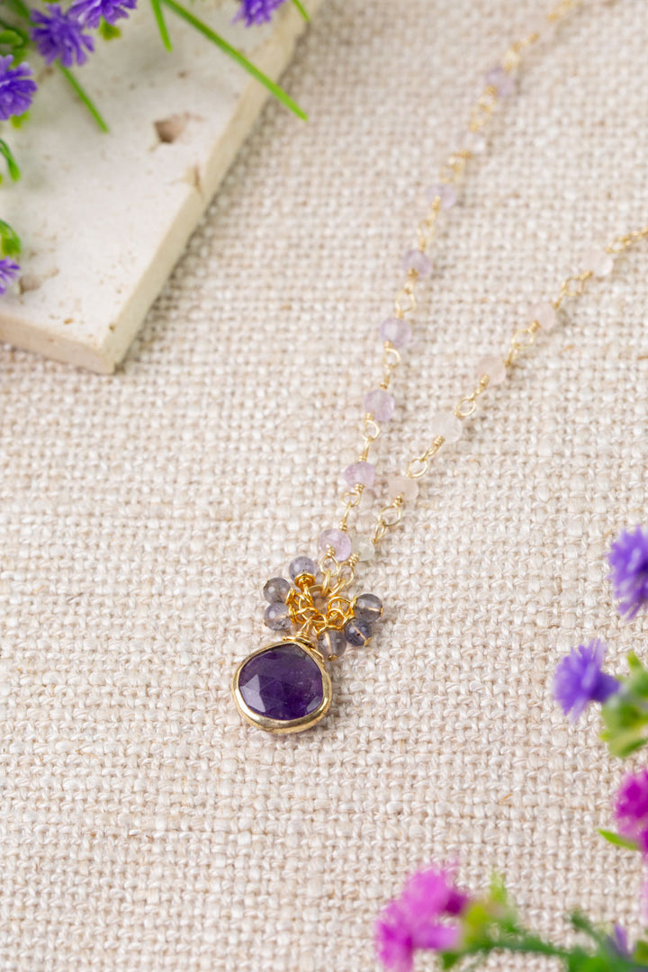 Folklore 18-20" Tanzanite with Amethyst Cluster Necklace