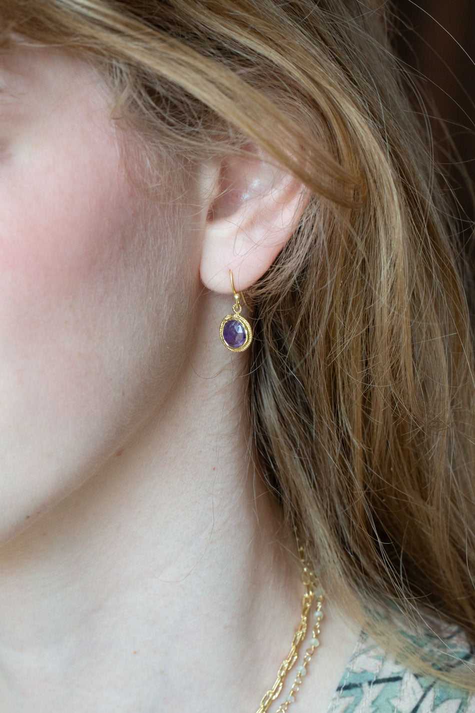 Folklore Amethyst Simple Earrings