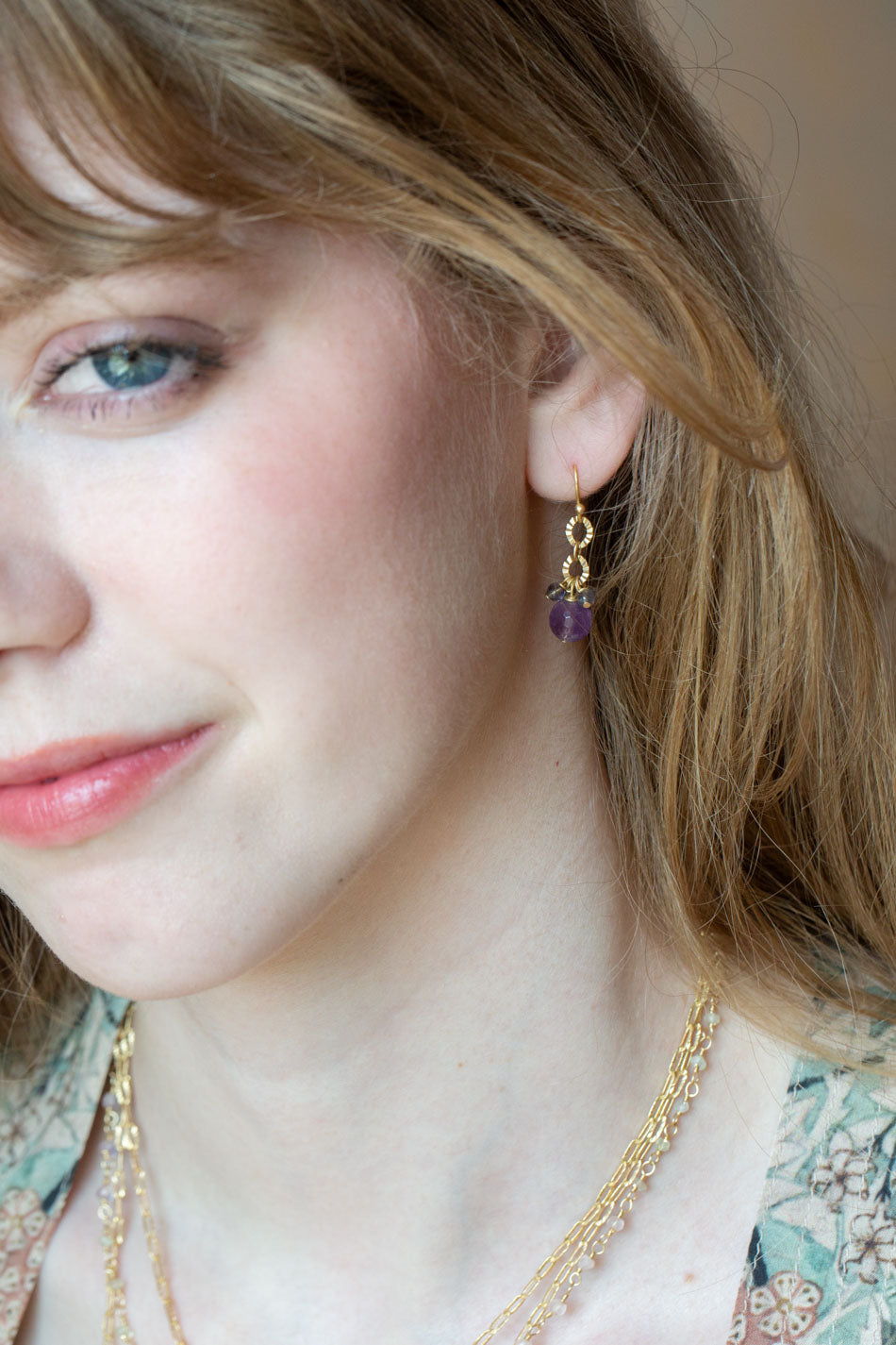 Folklore Tanzanite, Amethyst Cluster Earrings