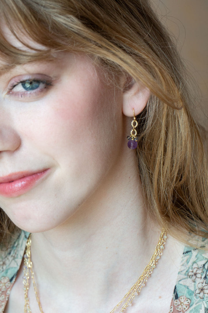 Folklore Tanzanite, Amethyst Cluster Earrings