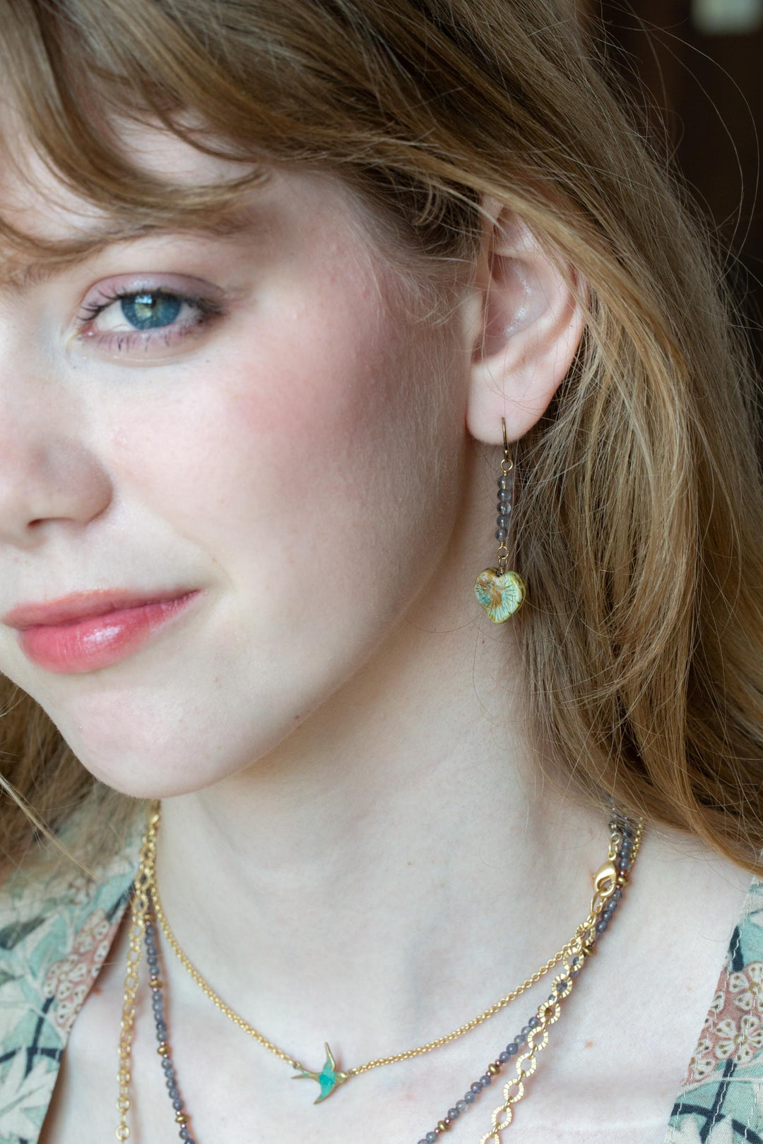 Folklore Czech Glass, Tanzanite Simple Earrings