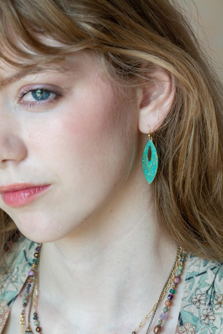 Folklore Patina Ornate Marquise Statement Earrings