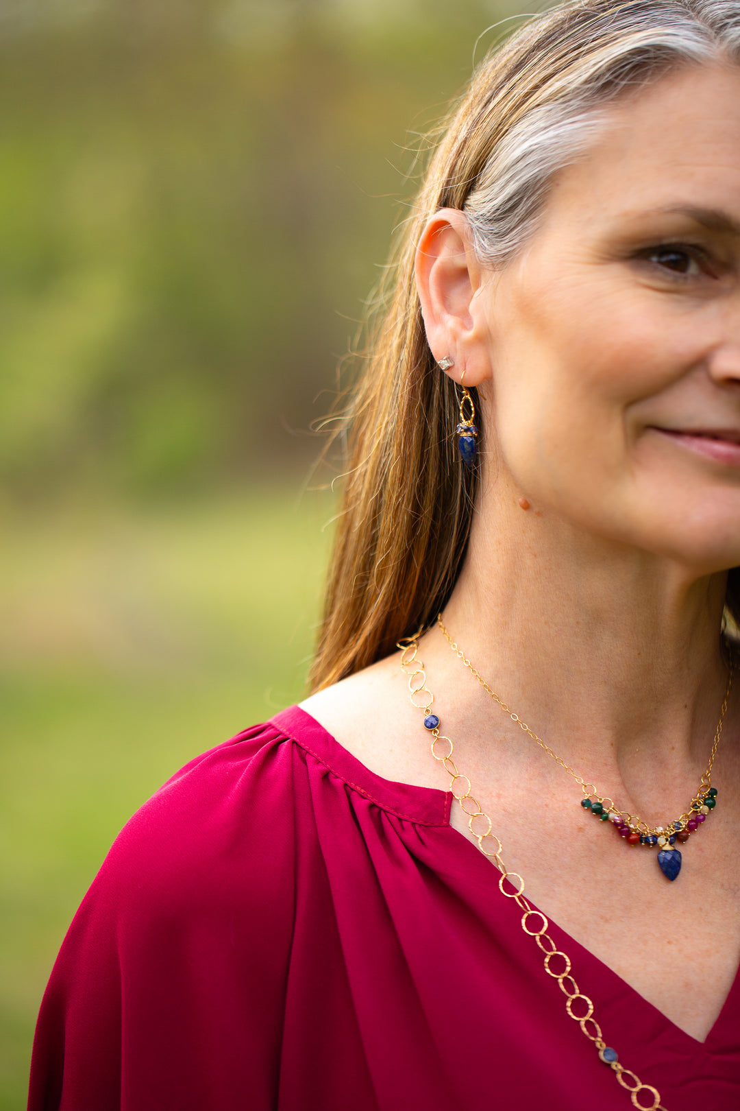 Forget Me Not Crystal With Lapis Cluster Earrings