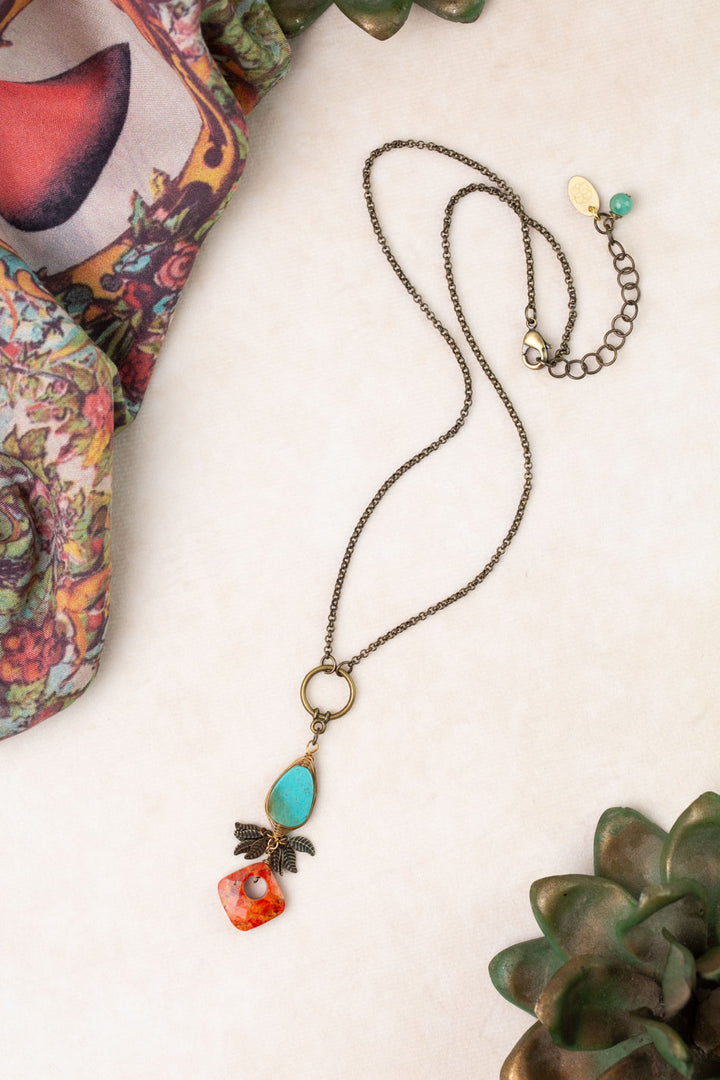 Freedom 17-19" Turquoise, Coral Statement Necklace