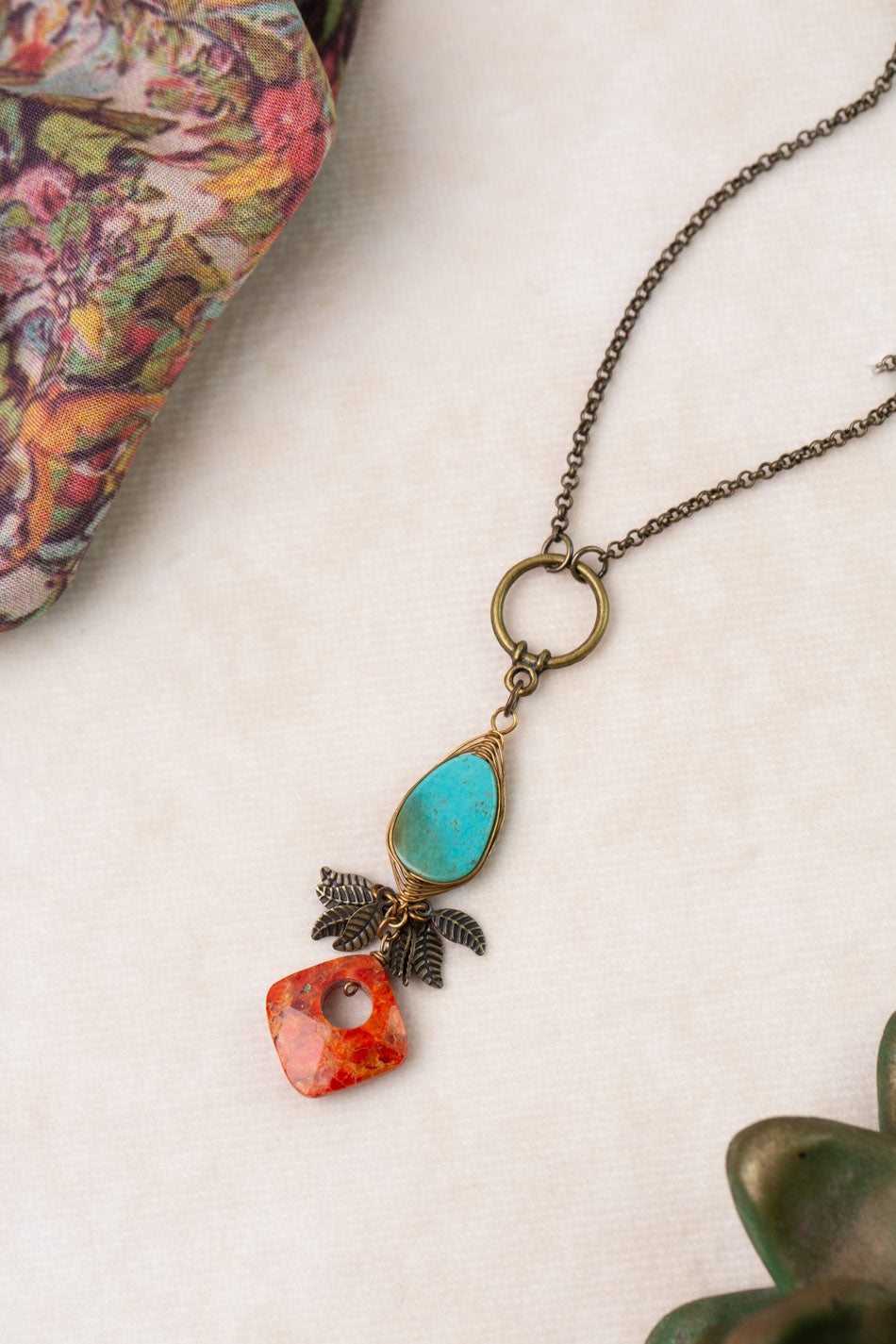 Freedom 17-19" Turquoise, Coral Statement Necklace