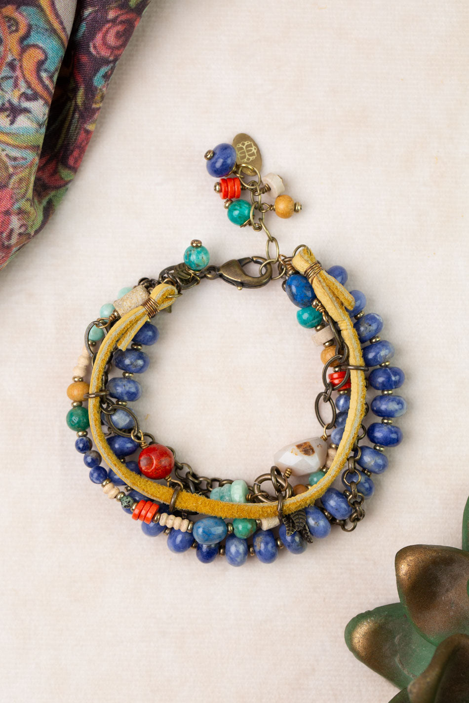 Freedom 7.5-8.5" Coral, Sodalite, Turquoise Multistrand Bracelet
